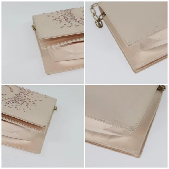 CHANEL Chain Stone Camelia Shoulder Bag Satin Pink CC Auth - Picture 16 of 16